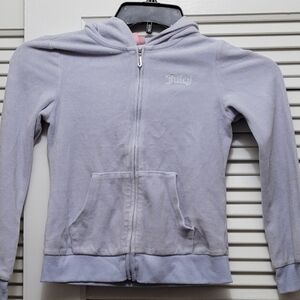 Juicy Couture Girls VerLight Purple Velour Full Zip Hoodie Long Sleeve Logo 8/10